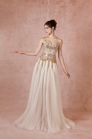 Illusion Godet Gown