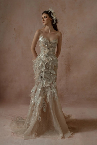 Embellished-Strapless Mermaid Gown