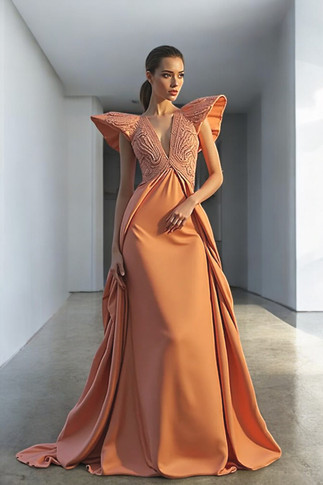 Embroidered Bodice and Shoulder Gown