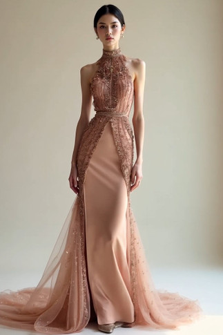 Halter Neck Column Gown