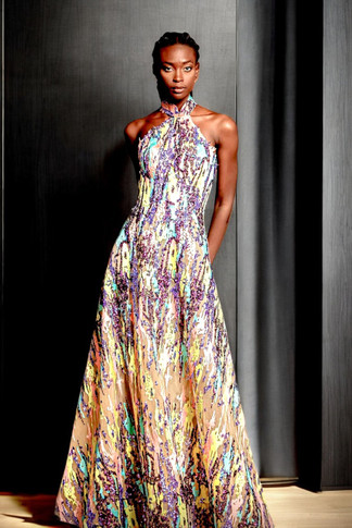 Embellished- Halter Neck A-Line Gown