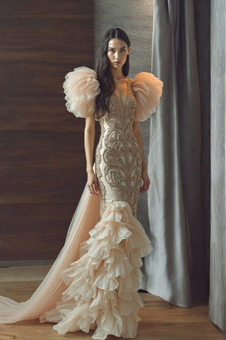 Embellished Dropped Waist Gown