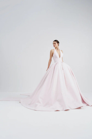 Sleeveless Halter Mikado Gown