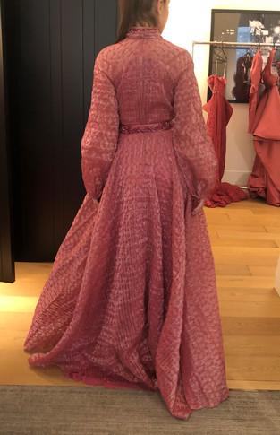 Long Sleeve Embellished Pink Gown