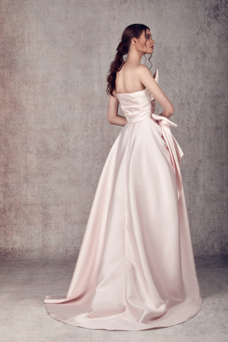Strapless Mikado & Tulle Sculpted Evening Gown