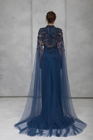 Hand-Embroidered Lurex Georgette Gown