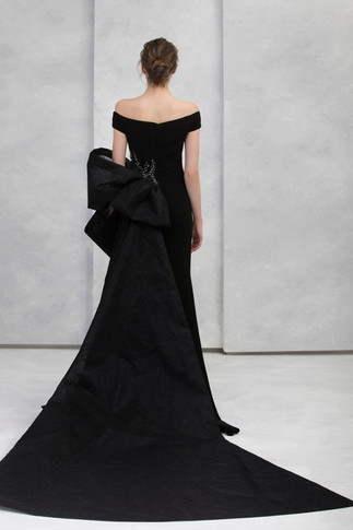 Off Shoulder Fitted Crepe Gown