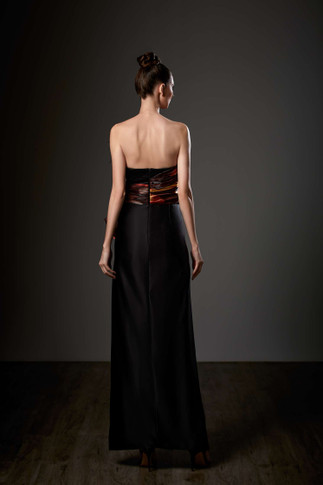 Strapless Column Slit Gown