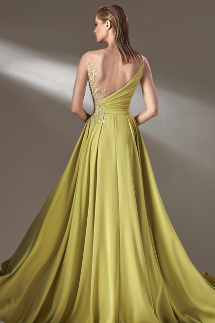 Shop Mnm Couture Illusion A-line Slit Gown