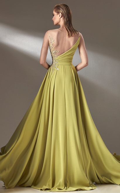 Shop Mnm Couture Illusion A-line Slit Gown