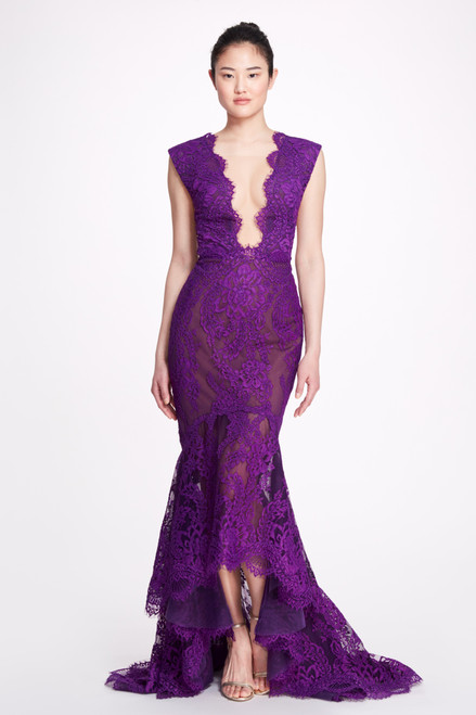 Shop Marchesa Sleeveless Fitted High-low Gown