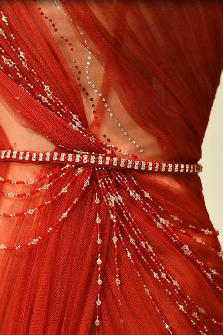 Shop The Atelier Couture Illusion Neck Draped Shoulder Gown