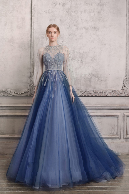 Shop The Atelier Couture Embellished ¾ Sleeve Ball Gown