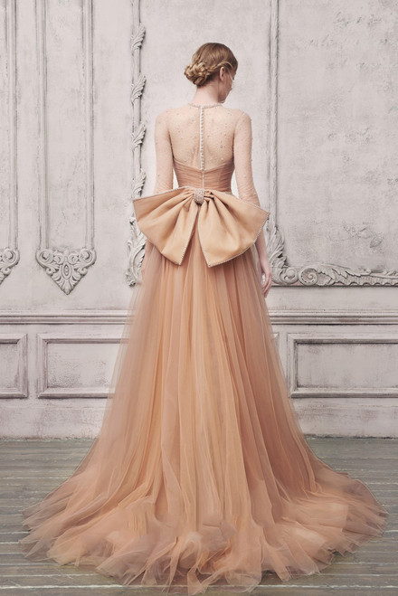 Shop The Atelier Couture Long Sleeve Strapless Illusion Gown