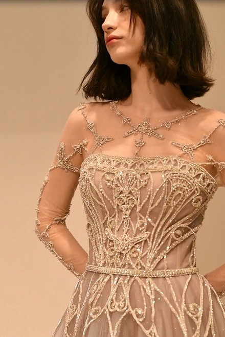 Shop The Atelier Couture Embellished Illusion A-line Gown
