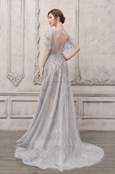 Shop The Atelier Couture Bateau Neck Embellished Gown