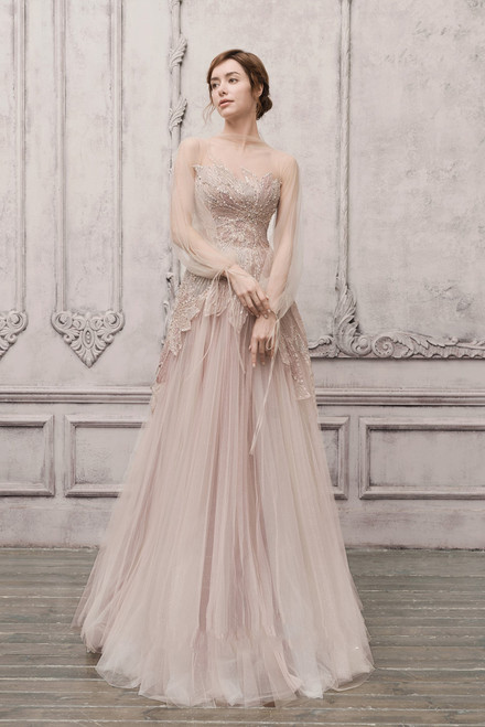 Shop The Atelier Couture Sheer Illusion Embellished Gown