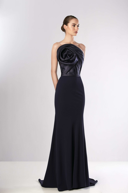Edward Arsouni Sculpted Strapless Crepe Gown