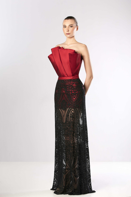 Edward Arsouni Sculpted Strapless Faille Gown