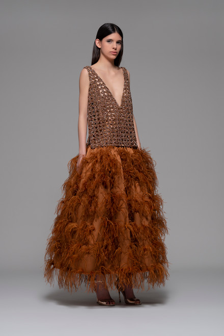 Shop Isabel Sanchis Esperia Sleeveless Top And Feathered Skirt