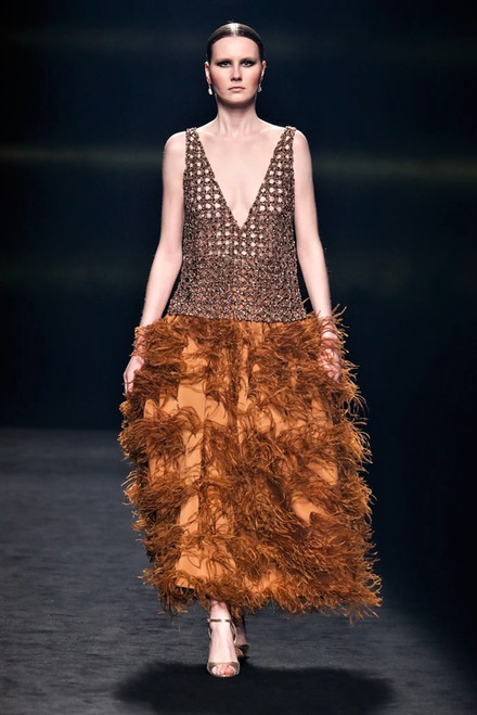 Isabel Sanchis Esperia Sleeveless Top And Feathered Skirt