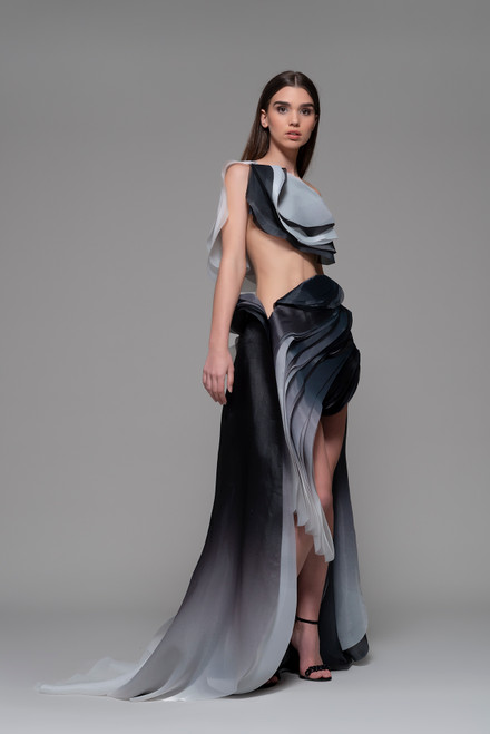 Shop Isabel Sanchis Dorio One Shoulder Slit Gown
