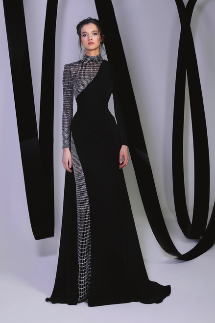 Shop Tony Ward Asymmetrical Turtle Neck Gown