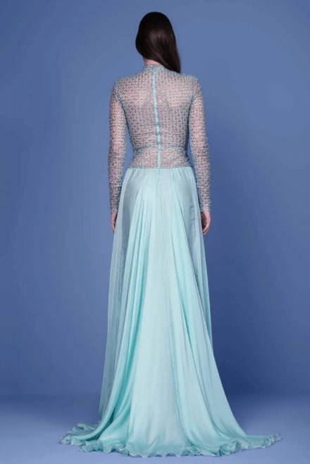 Shop Georges Hobeika Beaded Tulle Gown With Chiffon Skirt