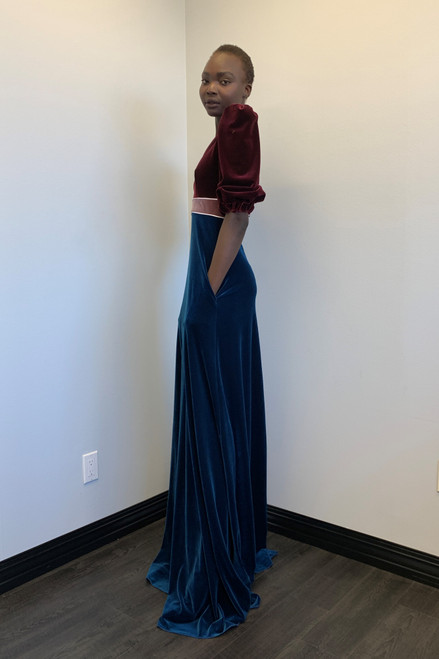 Shop Greta Constantine Lilac Short Sleeve Velvet Gown