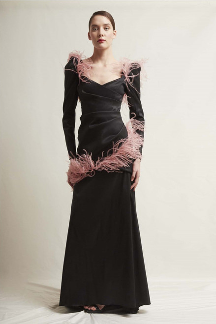 Shop Stefano De Lellis Angelica Long Sleeve Shantung Gown