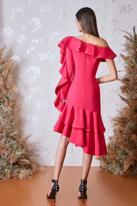 Shop Gatti Nolli By Marwan Ruffled Asymmetrical Dress