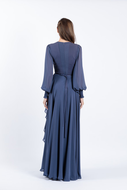 Shop Zeena Zaki Long Sleeve Chiffon Gown