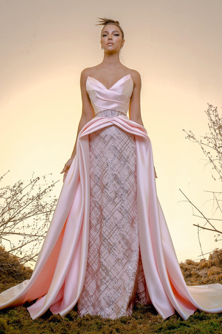 Shop Mark Bumgarner Silk Gazar Glitter Tulle Gown