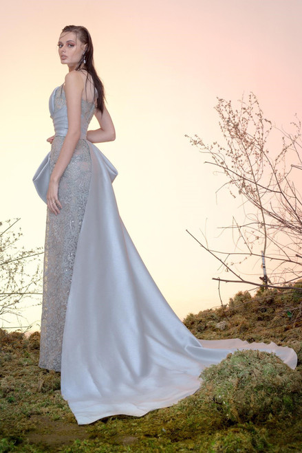 Shop Mark Bumgarner Silk Gazar And Lace Gown