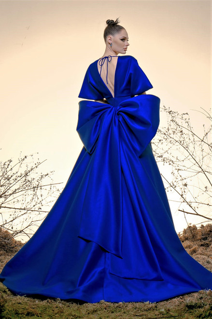 Shop Mark Bumgarner Short Sleeve A-line Silk Gazar Gown
