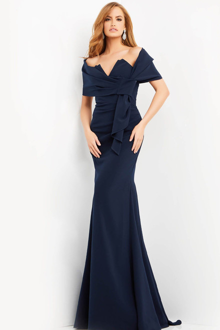 Shop Jovani Strapless Crepe Gown With Wrap