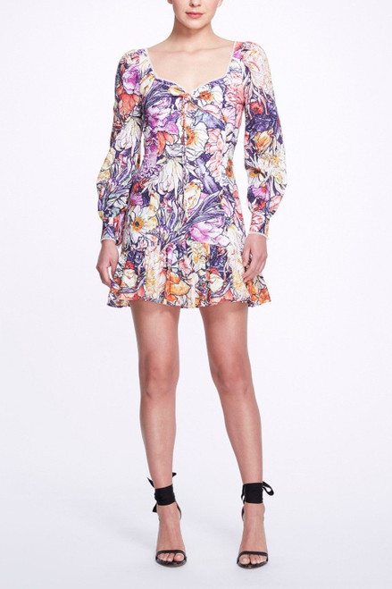 Shop Marchesa Notte Floral Long Sleeve Mini Dress