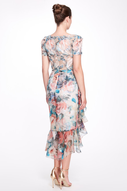 Shop Marchesa Floral-print Chiffon Midi Dress