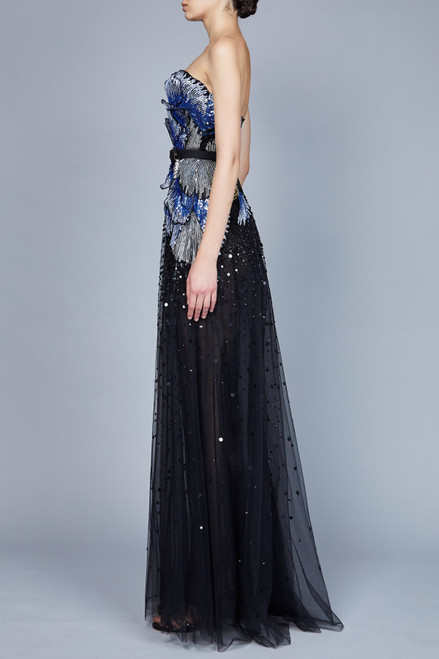 Shop Elie Saab Bead Embroidered Strapless Gown