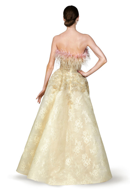 Shop O'blanc Feathered A-line Gown