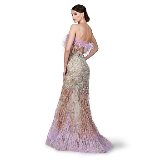 Shop O'blanc Feathered High-low Gown