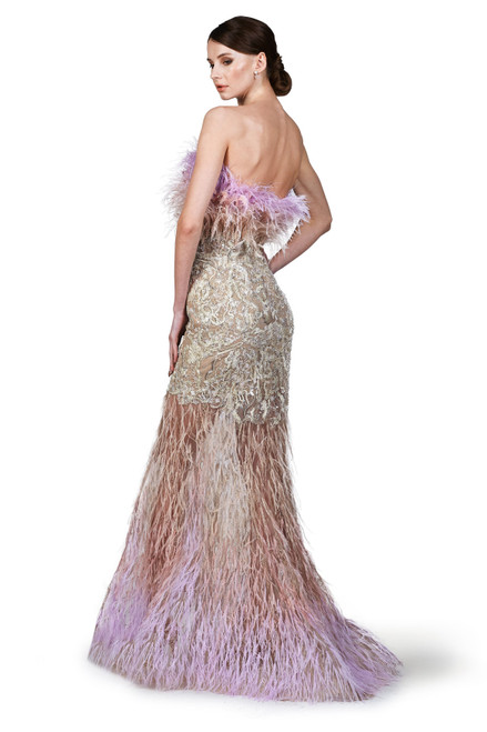 Shop O'blanc Feathered High-low Gown