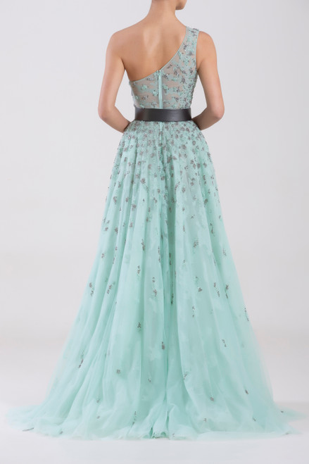 Shop Saiid Kobeisy One Shoulder Tulle Beaded Gown