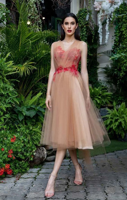 Embroidered tulle midi dress Clearance