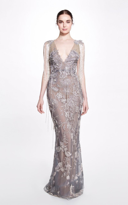 Marchesa sales silver gown