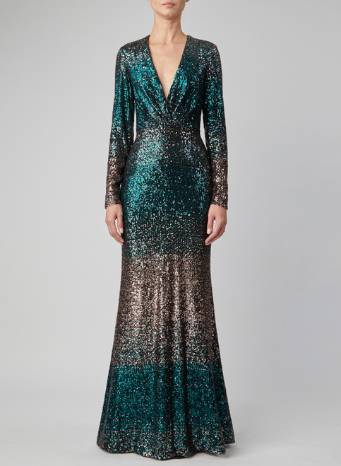 MAC DUGGAL Long-Sleeve Embellished Sequin Gown - Macy's