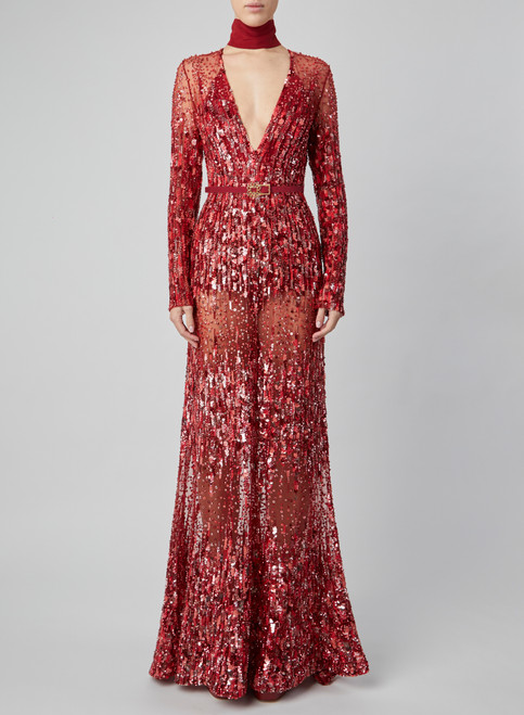 Elie Saab Fitted Sequin Gown- District 5 Boutique