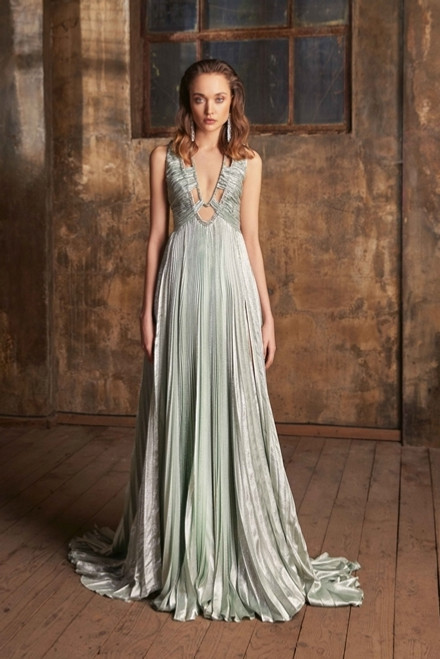 Grey Beaded Sleeveless Maxi Dress - Georgette Mermaid Maxi Dress