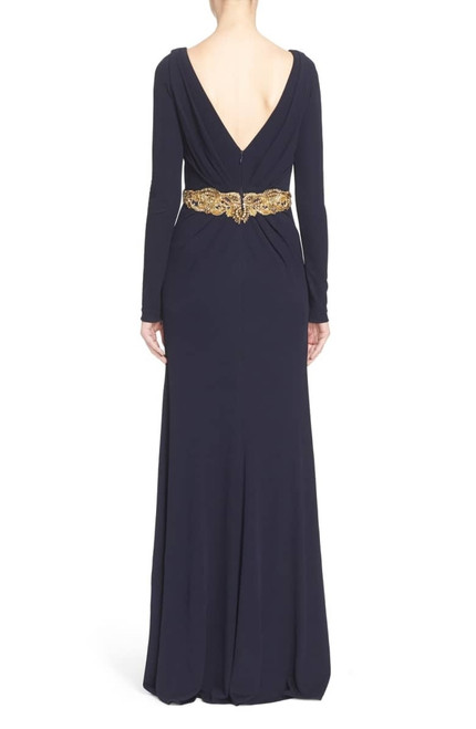 Shop Badgley Mischka Long Sleeve Jersey Evening Gown