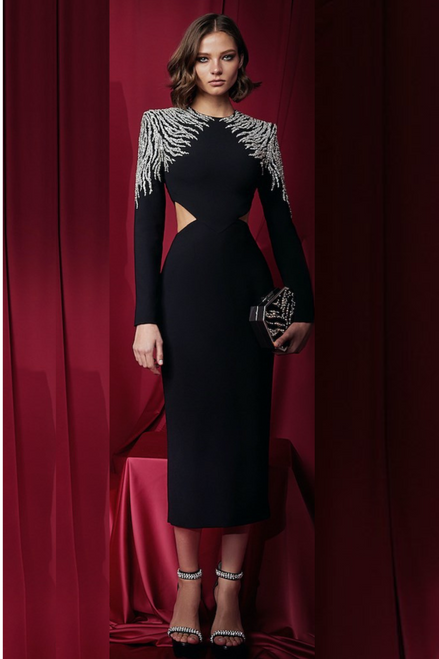 Zuhair Murad Cady Cutouts Long Sleeve Dress District 5 Boutique
